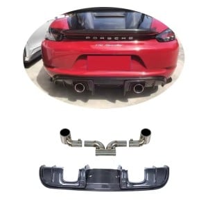 Porsche 718 Boxster/Cayman 2017-2024 (982) GT4/GT4 RS Style Carbon Fiber Rear Lip with Exhaust Tips - Free Shipping