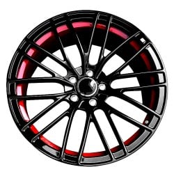 Forged Wheels for Audi A3 to A8 - 18 to 21 inch - Gloss Black Coating and Black with Red Lip - Enhance Your Ride