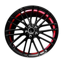 Forged Wheels for Audi A3 to A8 - 18 to 21 inch - Gloss Black Coating and Black with Red Lip - Enhance Your Ride