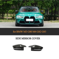 Dry Carbon Fiber Rearview Mirror Cover Cap for BMW 3 4 Series G80 M3 G82 G83 M4 2D 4D 2021-2022 Add-On Style (1 Set)