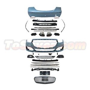 Mercedes-Benz E-Class W213 (2021–2023) Maybach-Style Front & Rear Bumper Kit with Exhaust Tips | Unpainted PP | Free Shipping