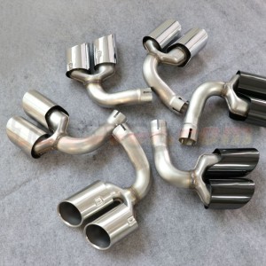 Porsche Cayenne 2018+ 9Y0 Cayenne S Style Stainless Steel Round Quad Exhaust Tips | Matte/Gloss Silver, Black​​ | Free Shipping