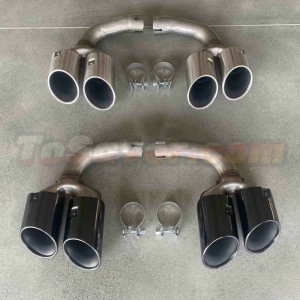 Porsche Cayenne 2018+ 9Y0 Cayenne S Style Stainless Steel Round Quad Exhaust Tips | Matte/Gloss Silver, Black​​ | Free Shipping