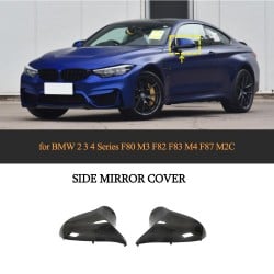 Dry Carbon Fiber Side Mirror Cover Caps for BMW 2 3 4 Series F80 M3 F82 F83 M4 F87 M2C 2018-2020 (1 Set)