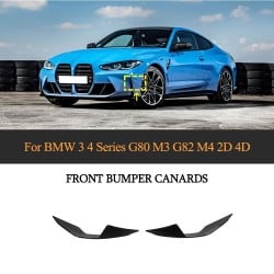 Dry Carbon Fiber Front Bumper Canards for BMW 3 4 Series G80 M3 G82 M4 2D 4D 2021-2022