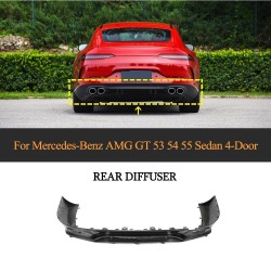 Dry Carbon Fiber Rear Bumper Lip Diffuser for Mercedes Benz AMG GT 53 Sedan 4-Door 2019-2020