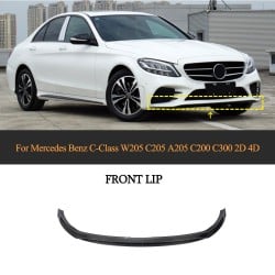 Carbon Fiber Front Bumper Lip for Mercedes Benz C-Class W205 C205 A205 C200 C300 2D 4D 2019-2020