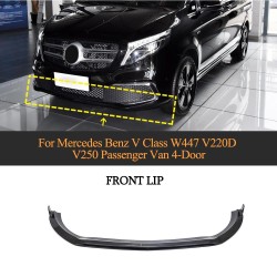 Dry Carbon Fiber Car Front Bumper Lip Splitter for Mercedes Benz V Class W447 V250 V200d Van 4-Door 2020-2021