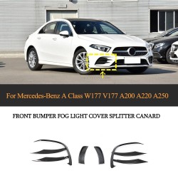Carbon Fiber W177 V177 Front Bumper Fog Light Cover Splitter Canard for Mercedes-Benz A Class A200 A220 A250 2019-2020