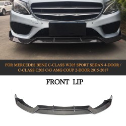 Carbon Fiber Car Front Bumper Lip spoiler for Mercede s Benz C-Class W205 Sport C205 C43 2015-2017