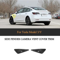 Dry Carbon Electric Car Model 3 Front Fender Camera Cover for Tesla 3/Model Y 2017-2023