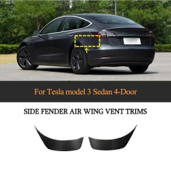 Carbon Fiber Rear Side Air Fender Vent Fins For Tesla Model 3 Sedan 2016-2023