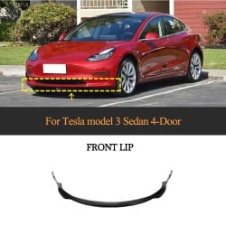 For Tesla Model 3 Sedan 2016-2023 Carbon Fiber Front Bumper Lip Chin Spoiler