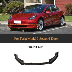 For Tesla Model 3 Sedan 2016-2023 Carbon Fiber Front Bumper Lip Spoiler Body Kit