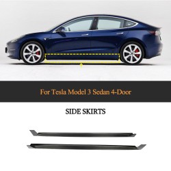 Carbon Fiber Auto Car Side Skirts for Tesla Model 3 Sedan 4-Door 2017-2023