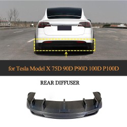 Carbon Fiber Rear Bumper Lip for Tesla Model X 75D 90D P90D 100D P100D 2016-2018