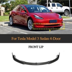 Carbon Fiber Front Bumper Lip for Tesla Model 3 Sedan 4-Door 2016-2023