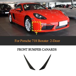 Dry Carbon Fiber Front Bumper Air Vent Fins For Porsche 718 Boxster Cayman 2016-2021