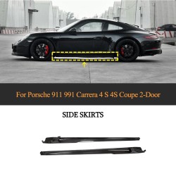 Dry Carbon Fiber Side Skirts for Porsche 911 991 Carrera 4 S 4S Coupe 2-Door 2017 [EXW]