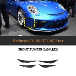 Dry Carbon Fiber Front Bumper Canards for Porsche 911 991 GT3 RS 2-Door 2017-2018