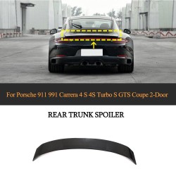 Dry Carbon Fiber Rear Trunk Spolier Rear Wing for Porsche 911 991 Carrera 4 S 4S Turbo S GTS Coupe 2-Door 2016-2018