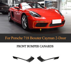 Carbon Fiber Front Bumper Canards For Porsche 718 Boxster Cayman 2-Door 2016-2019