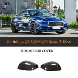 For Infiniti Q50 Q50S Q60 Q60S Q70 2014-2021 Dry Carbon Fiber Side Rear View Mirror Cover Caps Pair