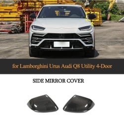 Dry Carbon Fiber Car Side Mirror Cover Caps for Lamborghini Urus Audi Q8 RSQ8 Without Assistant Lane 2018-2021