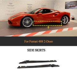 For Ferrari 488 GTB Spider 2-Door 2015-2018 Dry Carbon Fiber Side Skirts Door Rocker Panels Extension Lip