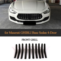 Dry Carbon Fiber Front Grill Decoration Trims for Maserati Ghibli Base Sedan 4-Door 2018-2019 (10PCS)