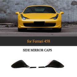 Dry Carbon Fiber Side Rearview Mirror Cover Caps for Ferrari 458 Italia Coupe Spider Convertible 2011-2016