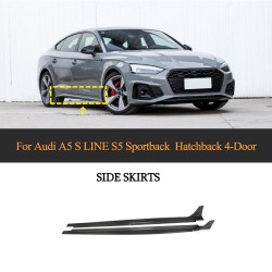 For Audi A5 B9 Sline S5 Sportback 2021-2023 Dry Carbon Fiber Side Skirts Door Rocker Panels Extension Lip