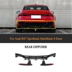For Audi RS7 Sportback 2020-2023 Dry Carbon Fiber Rear Bumper Diffuser Lip with Splitters