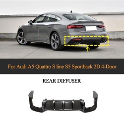 For Audi S5 A5 Sline 2-Door 4-Door 2020-2021 Dry Carbon Fiber Rear Bumper Diffuser Lip