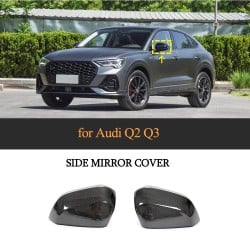 Carbon Fiber Side Rearview Mirror Cover Caps for Audi Q2 (Quattro) Base/Sline 2018-2020 Q3 Base/Sline 2019-2020 with Lane Assist