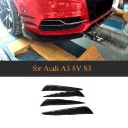 Carbon Fiber S3 Front Bumper Fins For Audi A3 8V S3 Sedan 4door 2014-2016