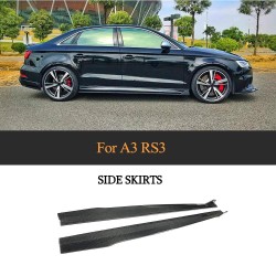 Carbon Fiber RS3 Side Skirts Extension for AUDI A3 RS3 2017-2018 Base Sedan 4 Door