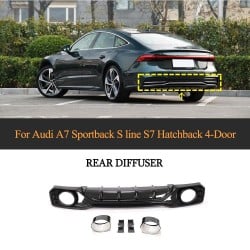 Dry Carbon Fiber Rear Diffuser for Audi A7 S-line S7 C8 Sportback Hatchback 2019-2021
