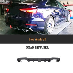 Carbon Fiber Rear Bumper Diffuser Lip With LED Light For Audi A3 Sline S3 2017-2020