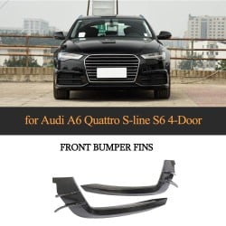 Carbon Fiber Front Bumper Fins for Audi A6 Quattro S-line S6 A Style 4-Door 2015-2018