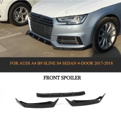 3PCS/SET Carbon Fiber S4 Front Lip for Audi A4 B9 SLINE S4 Sedan 4-Door 2017-2020