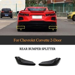 Carbon Fiber Rear Bumper Splitter Canard Protector for Chevrolet Corvette C8 2-Door 2020-2021