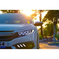 Upgrade to Bugatti-Style LED Headlights for 2016-2020 Honda Civic | Plug-and-Play | Pair