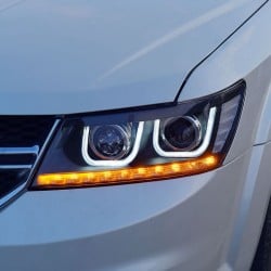 Upgrade to LED Headlights with Angel Eye Lenses for 2009-2016 Dodge Journey | Plug-and-Play | Pair